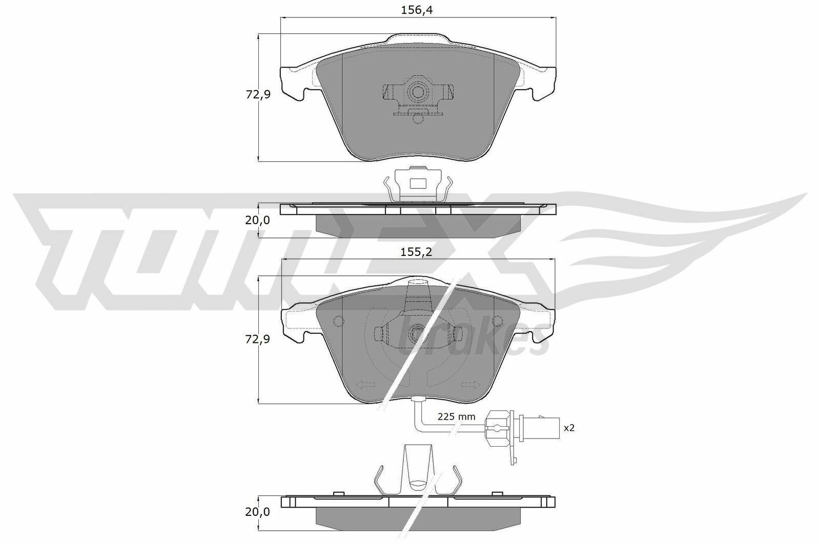 Sada brzdových destiček, kotoučová brzda TOMEX Brakes